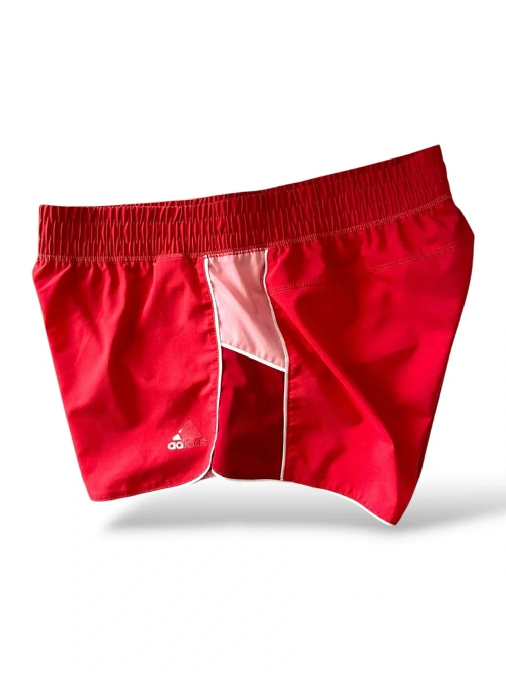 Adidas Red Athletic Running Shorts with Contrast Panels, Small